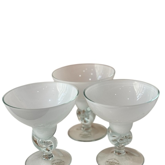 Makoro Jozefina Krosno Hand Made in Poland 4 1/4 in Martini Art Glass lot of 3 - Picture 4 of 6